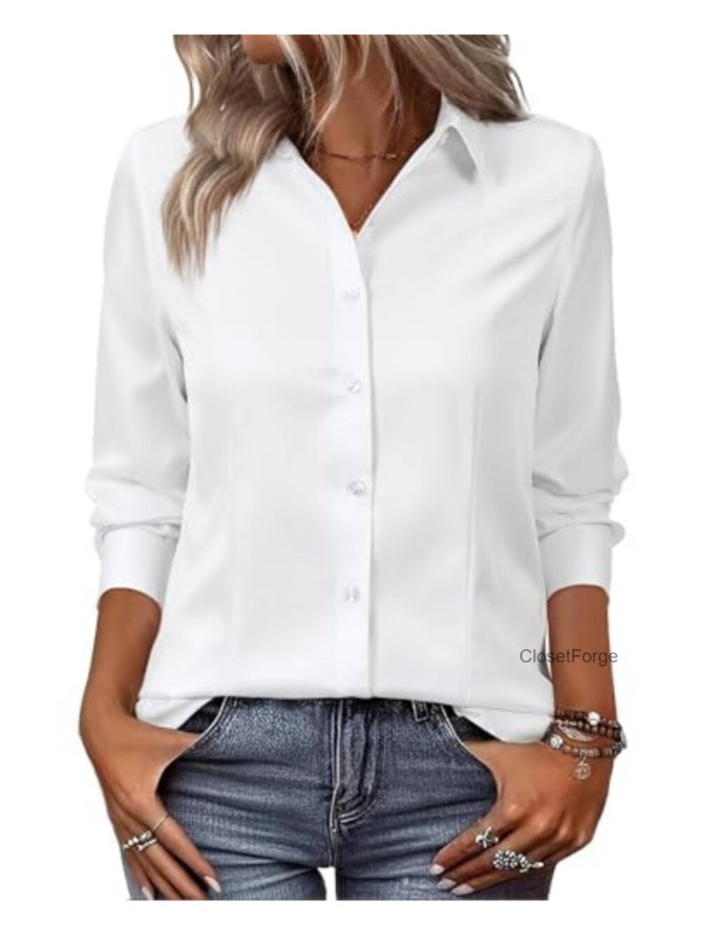 Women's Classic-Fit Cotton Blend Floral Print Long Sleeve Button-Up Shirt